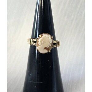 Vintage Cameo Ring 10K Gold Filled  Estate Jewelry -  Art Deco Style Size 4.75